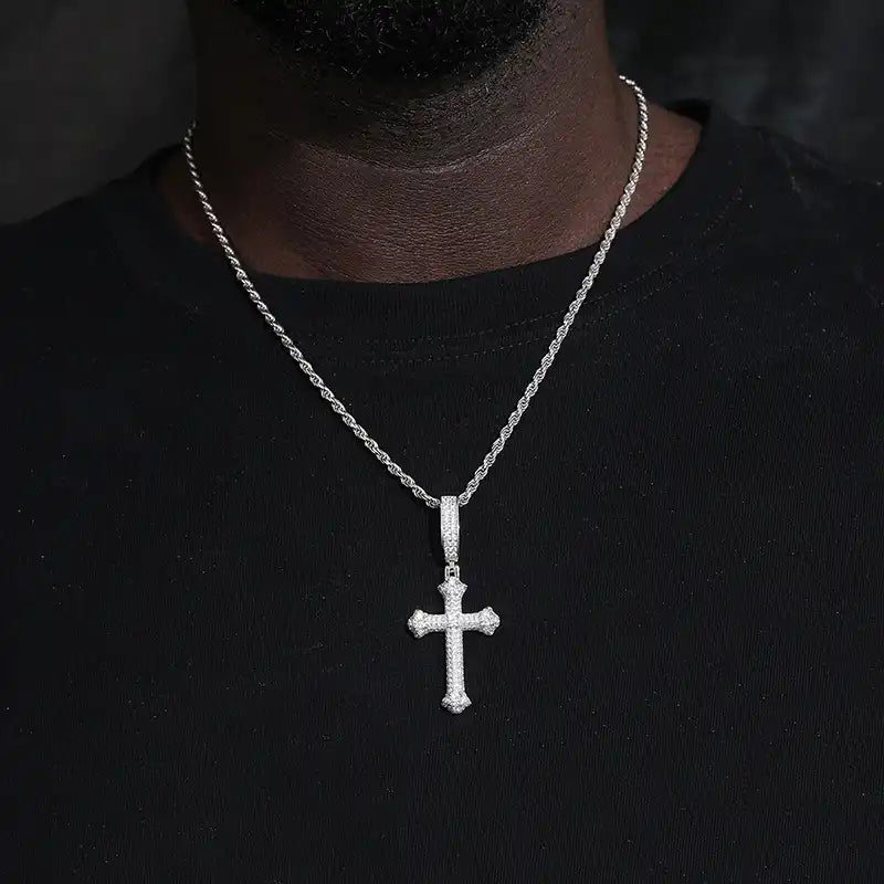 Moissanite Round Cut Cross Pendant