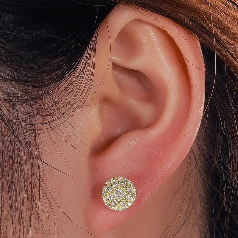 Moissanite Round Setting Stud Earrings