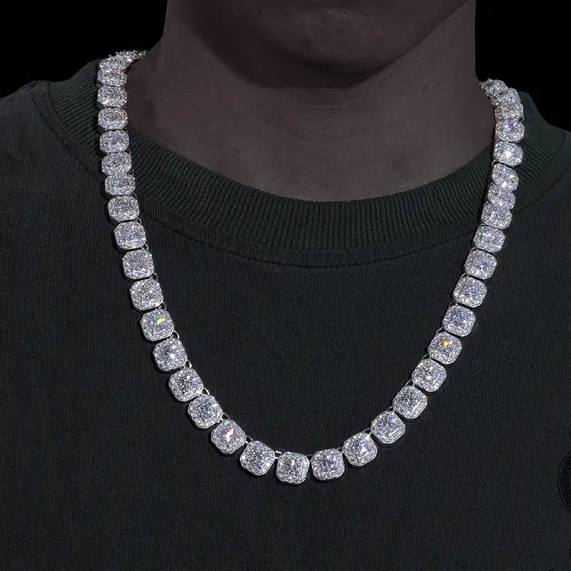 10mm Moissanite Square Tennis Chain