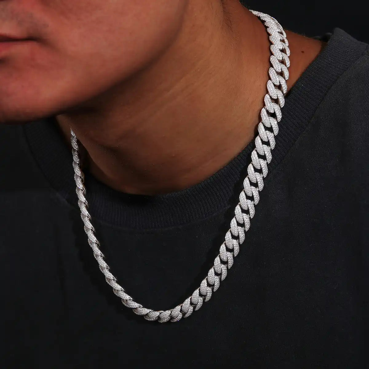 12mm Moissanite Bubble Cuban Link Chain