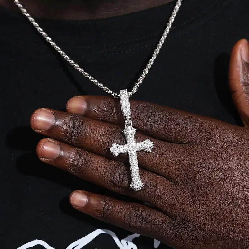 Moissanite Round Cut Cross Pendant