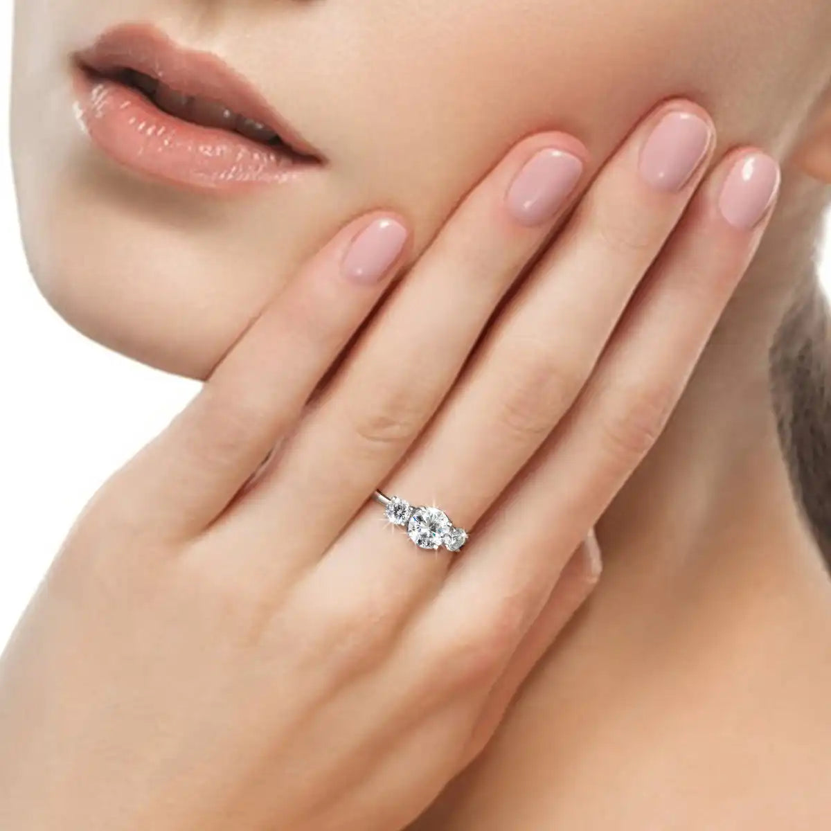 Moissanite Three-Stone Wedding Ring