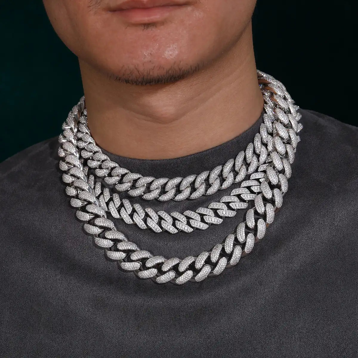 12mm Moissanite Button Cuban Link Chain/Bracelet