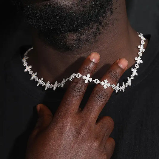 12mm Moissanite Cross Link Chain