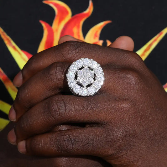 Moissanite Two-Layer Halo Ring