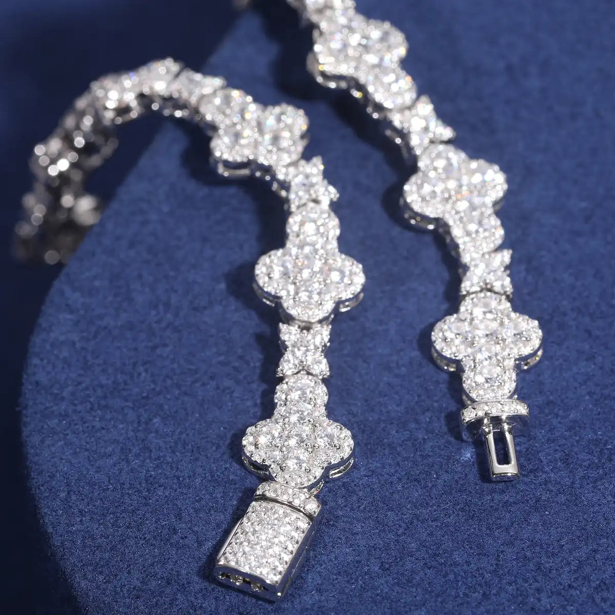 10mm Moissanite Star Cross Link Bracelet