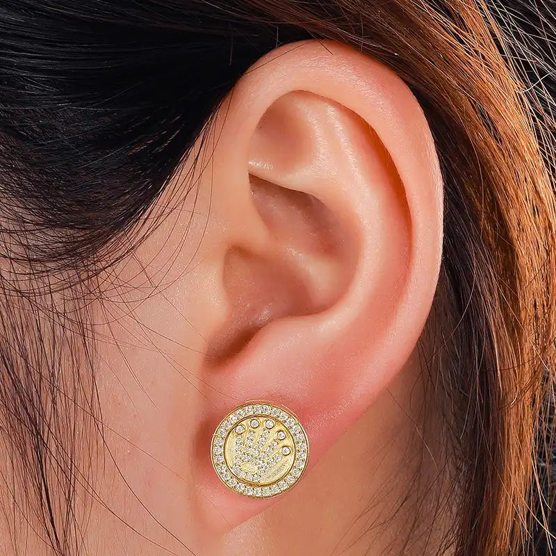 Moissanite Crown Design Stud Earrings