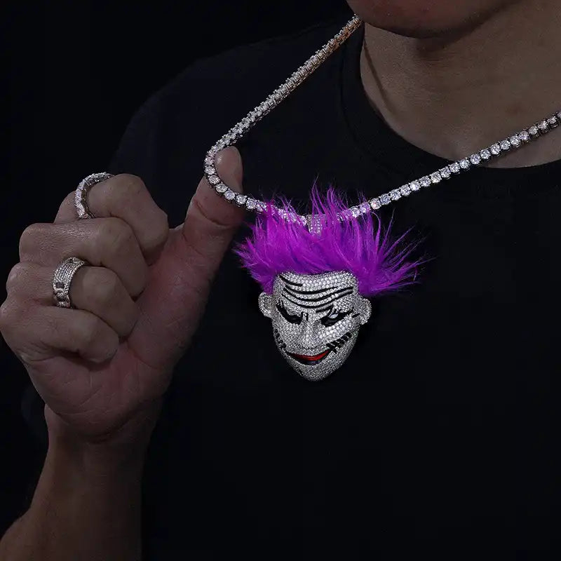 Moissanite Purple Hair Guy Pendant