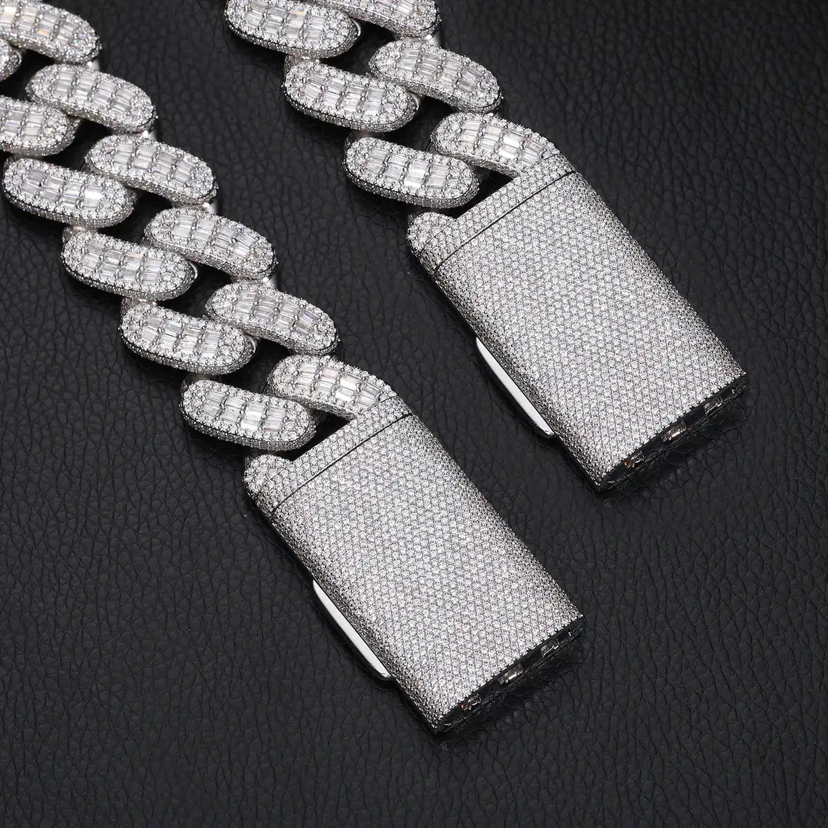 28mm Moissanite Baguette Cuban Link Chain
