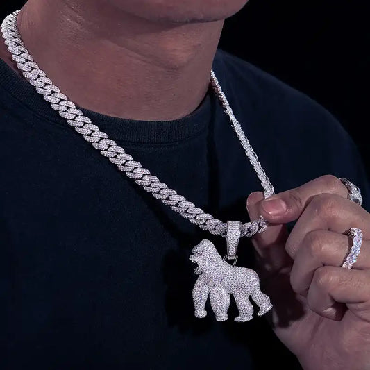 Moissanite Angry Gorilla Pendant