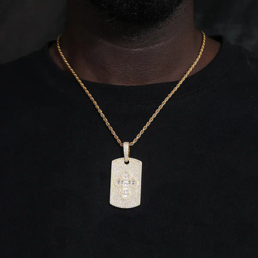 Moissanite Cross Tag Pendant