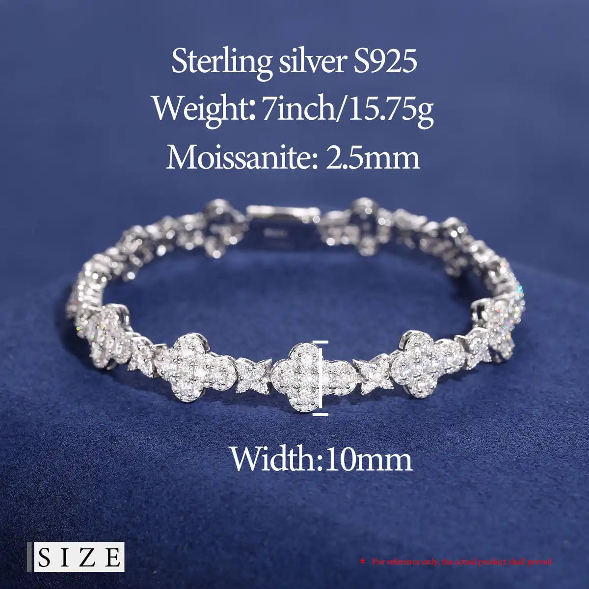 10mm Moissanite Star Cross Link Bracelet