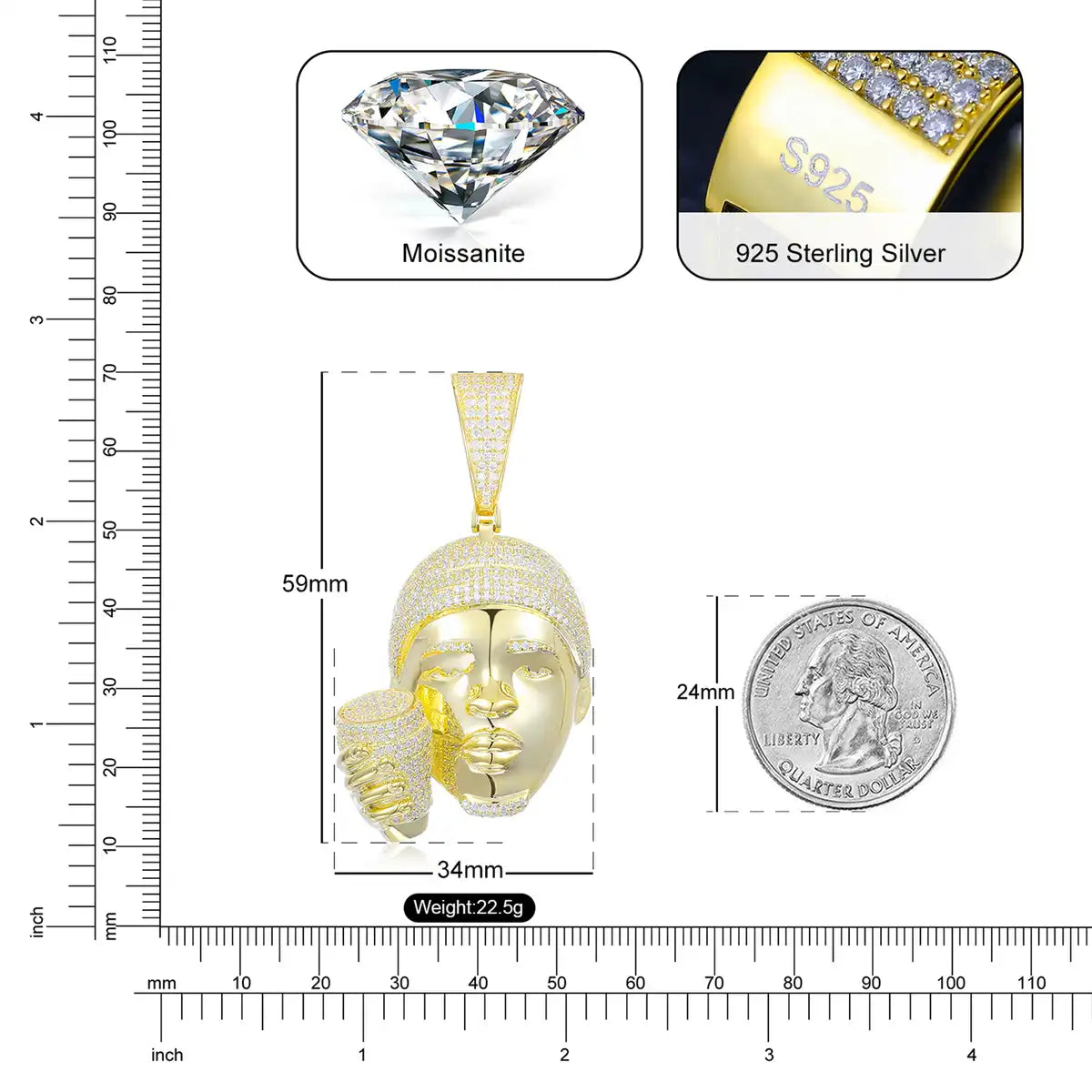 Moissanite Lean Head Pendant