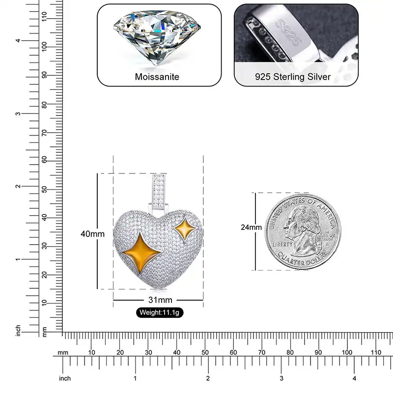 Moissanite Sparkling Heart Pendant