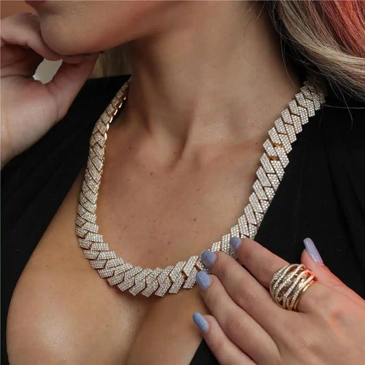 20mm Moissanite Tight Design Cuban Link Chain