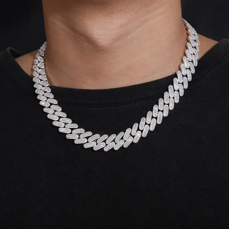 14mm Moissanite Baguette Cut Cuban Link Chain/Bracelet