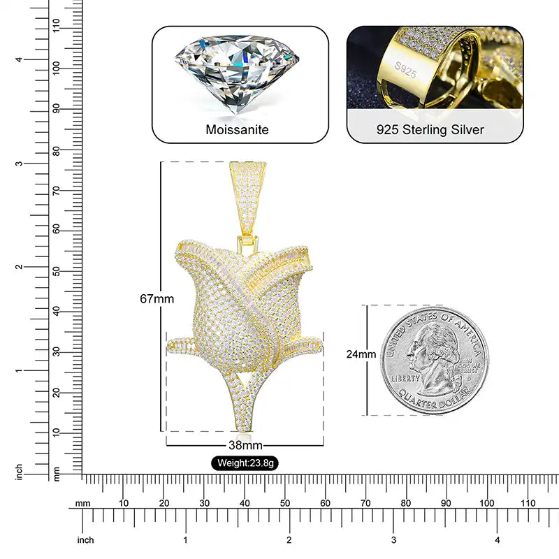Moissanite Stemmed Rose Pendant
