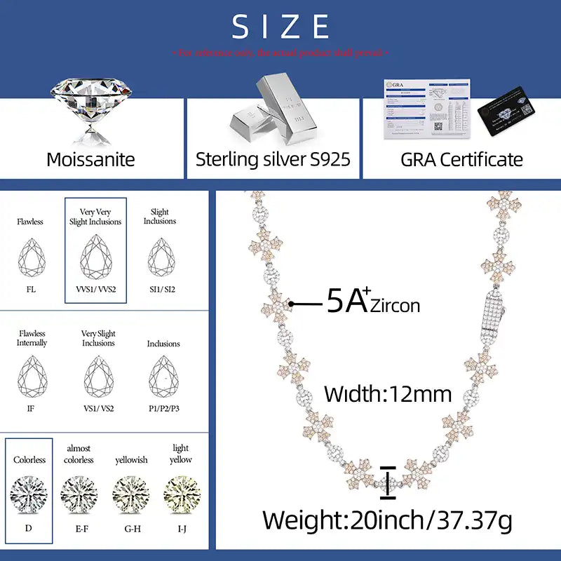 12mm Moissanite Cross Link Chain