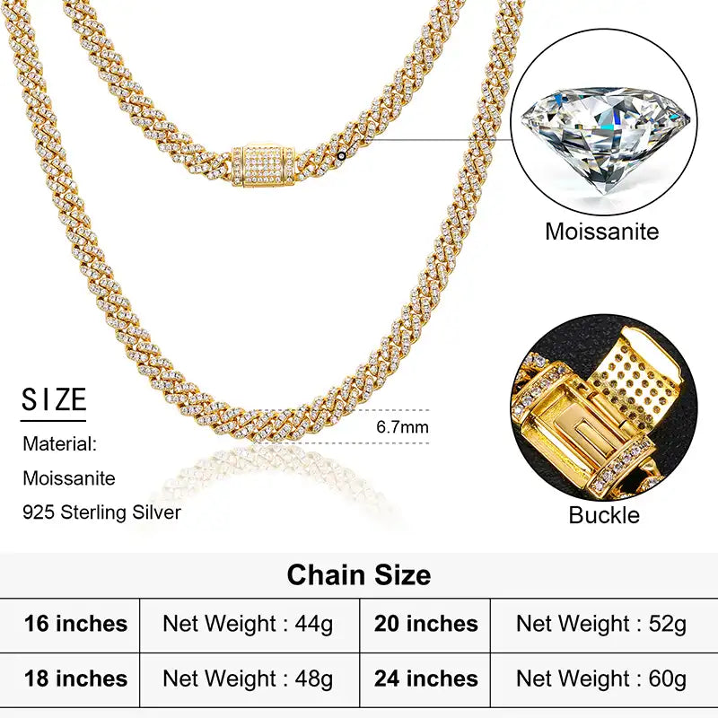 6mm Moissanite Miami Cuban Link Chain