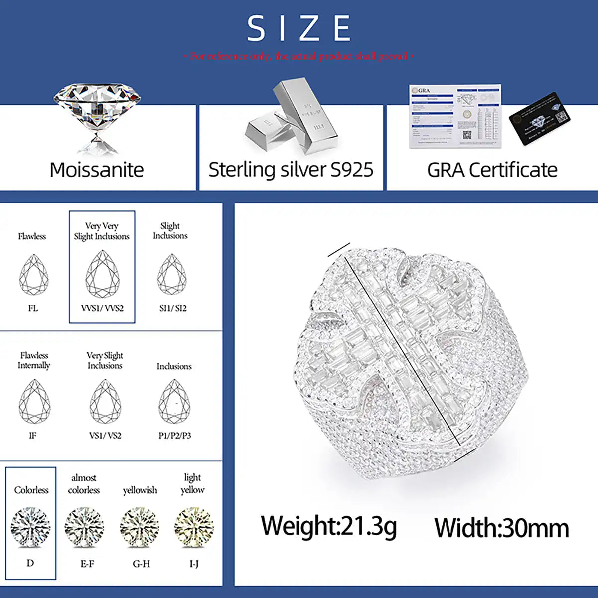 Moissanite Big Baguette Inlaid Cross Ring