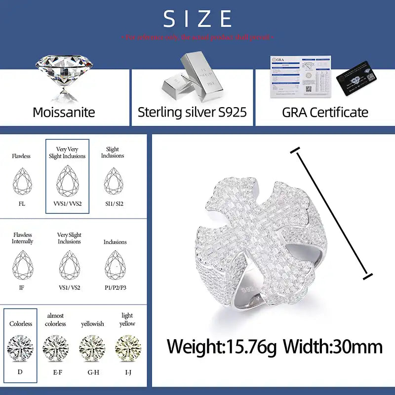 Moissanite Cross Band Ring