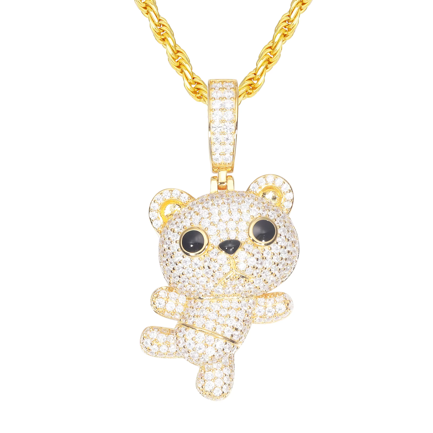 Moissanite Dancing Little Bear Pendant