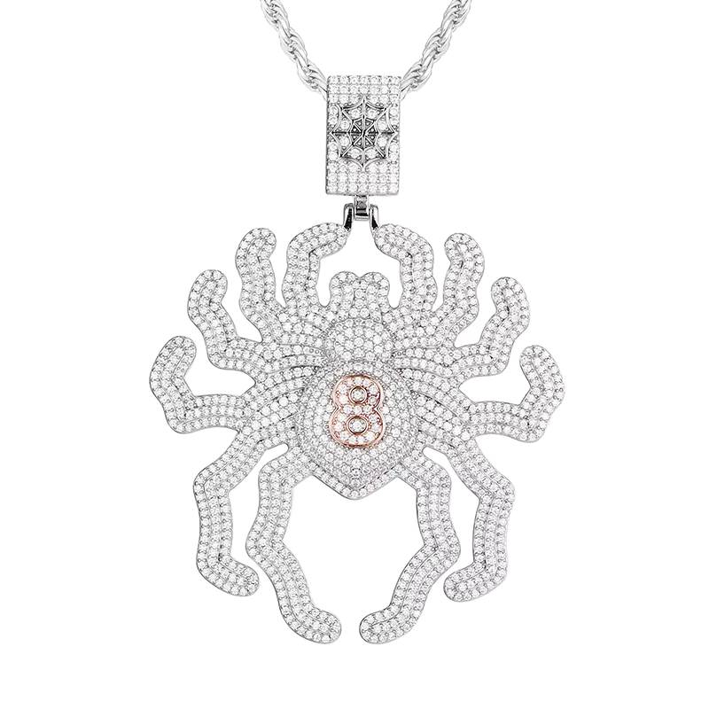 Moissanite Two Tone Spider Pendant