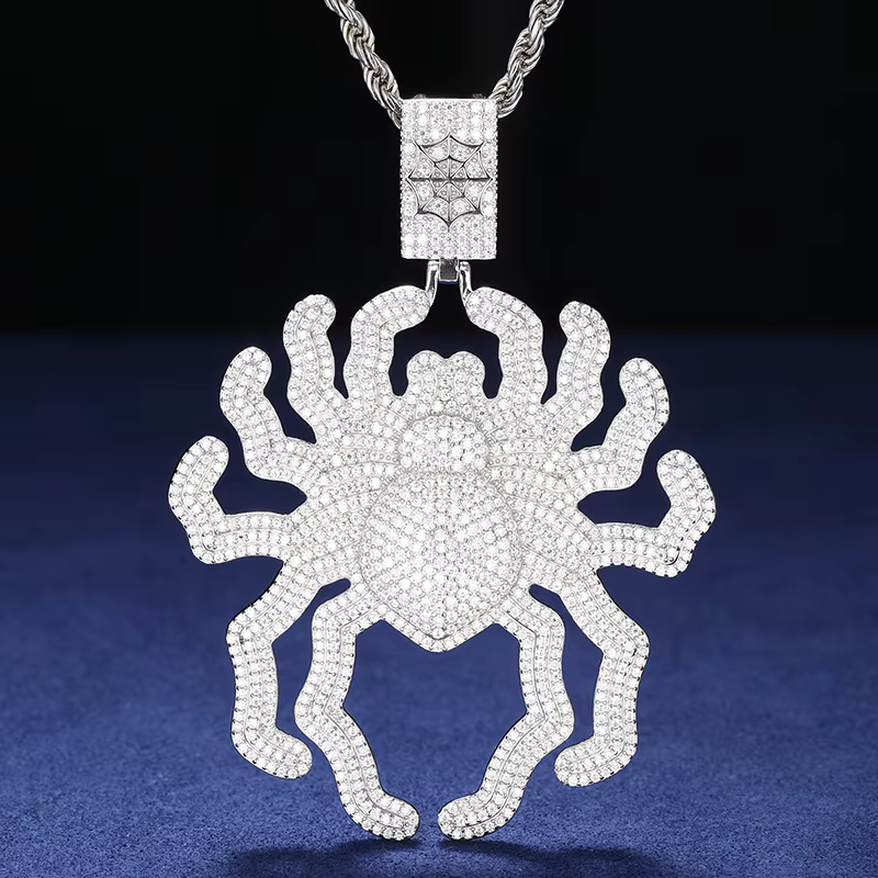 Moissanite Two Tone Spider Pendant