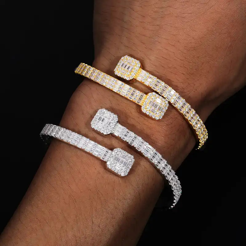 5.5mm Moissanite Baguette Cuff Bracelet