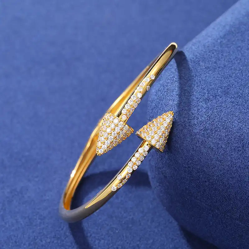 Moissanite Cone Geometric Bangle