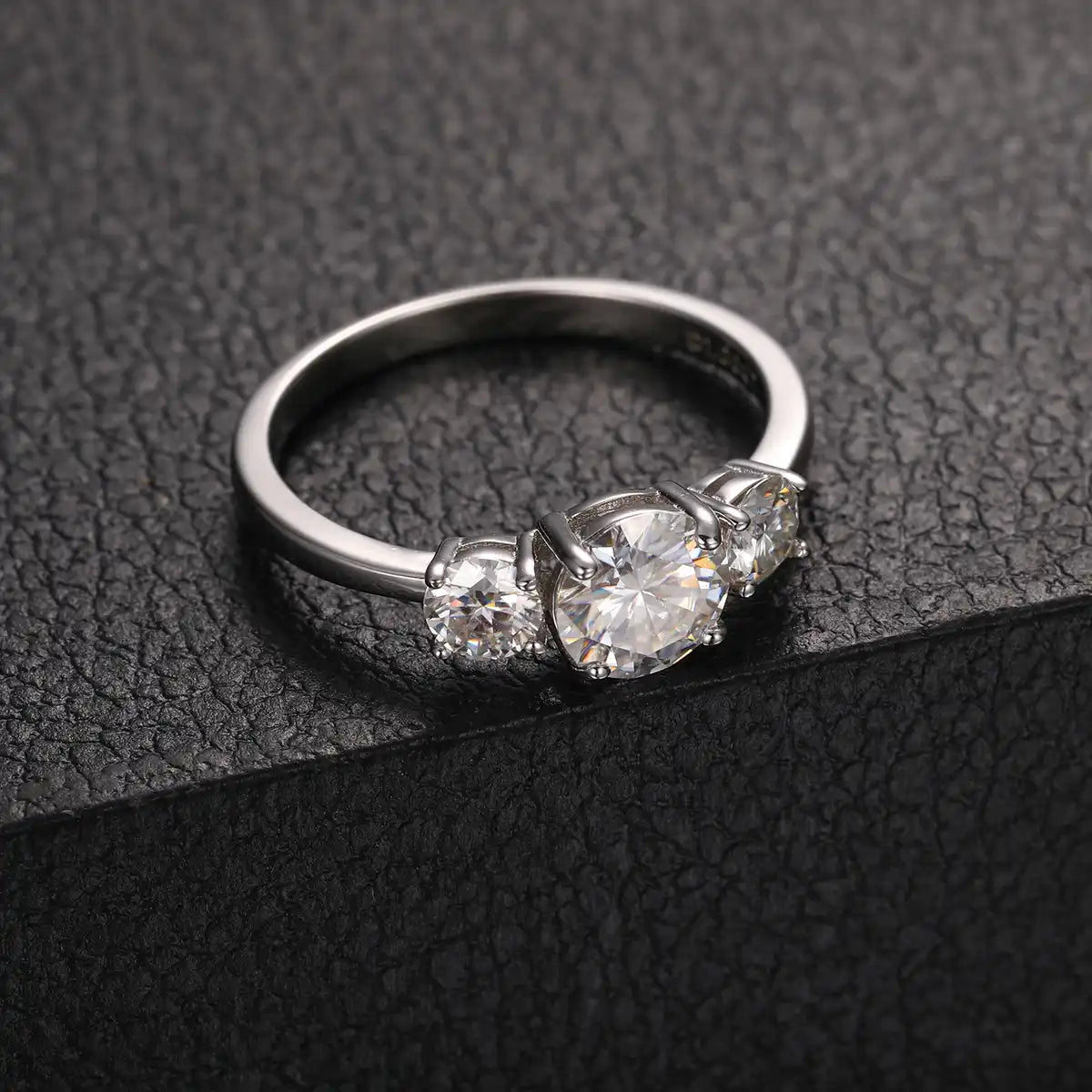 Moissanite Three-Stone Wedding Ring