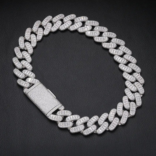 28mm Moissanite  Baguette Cuban Link Chain