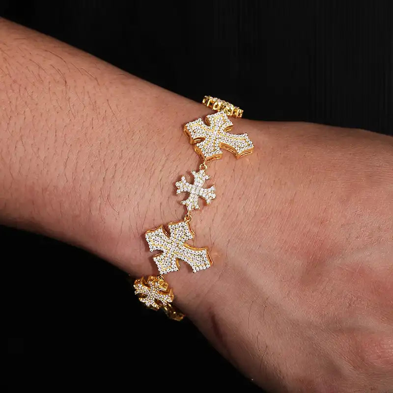 22mm Moissanite Cross Link Bracelet