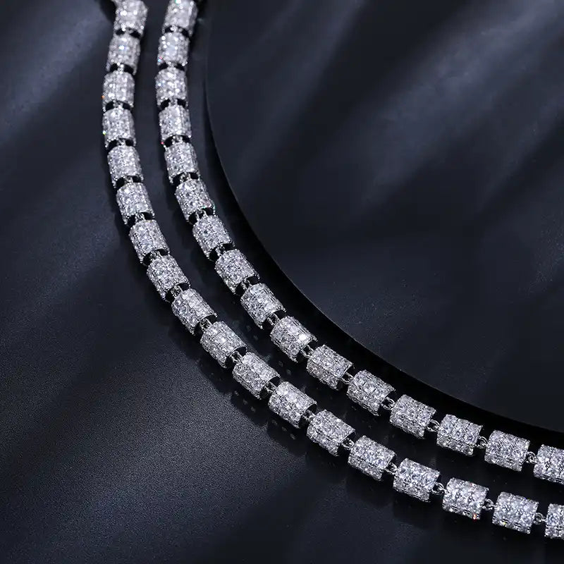 7mm Moissanite Roller Link Chain