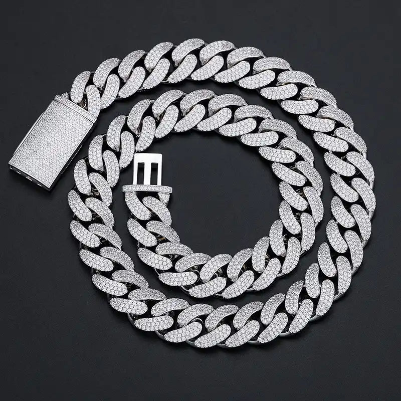 15mm Moissanite Cuban Link Chain/Bracelet