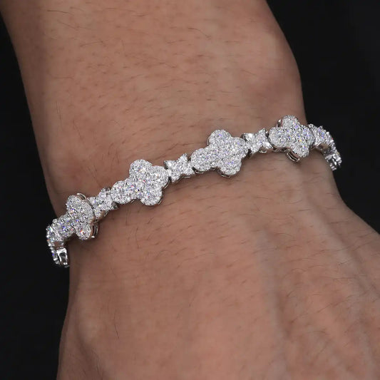 10mm Moissanite Star Cross Link Bracelet