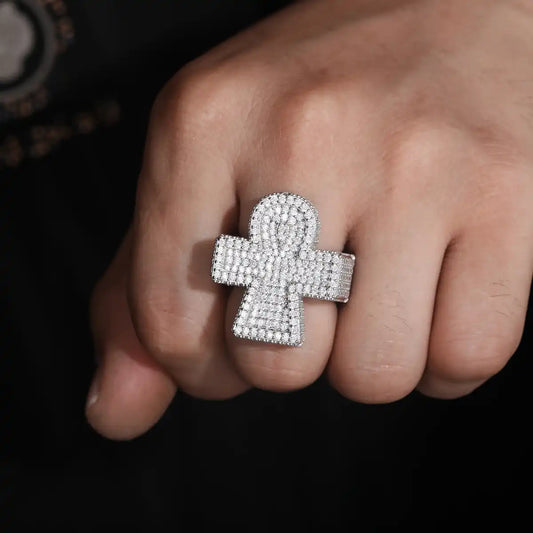 Moissanite Ankh Cross Ring