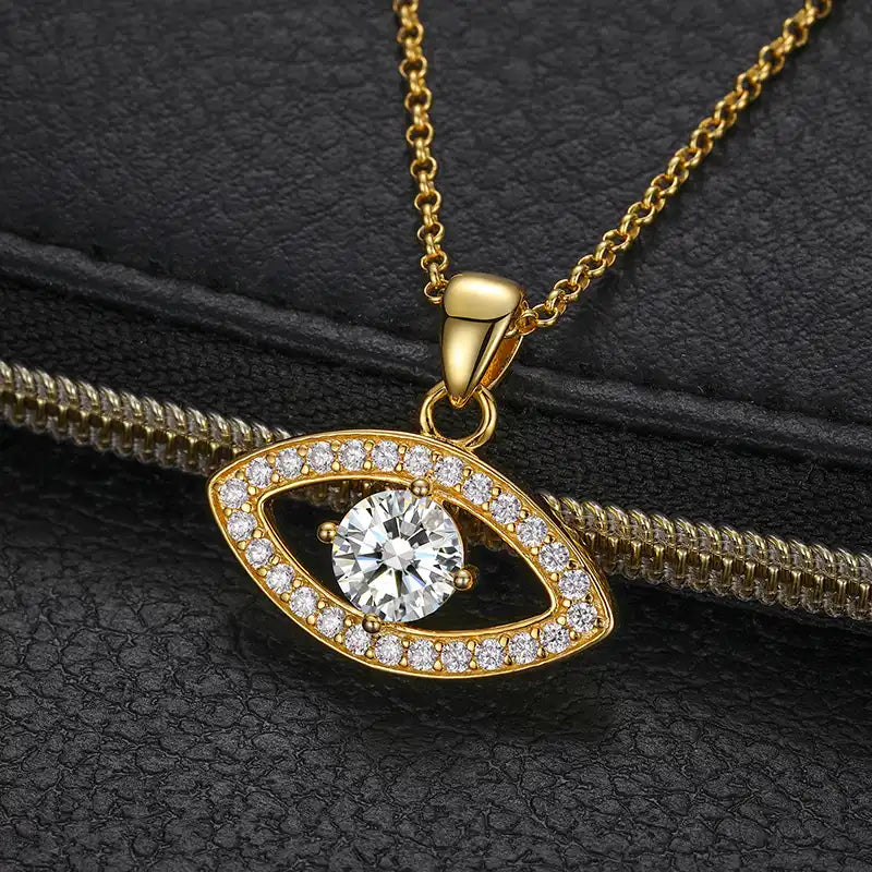 Moissanite Evil Eye Pendant Necklace