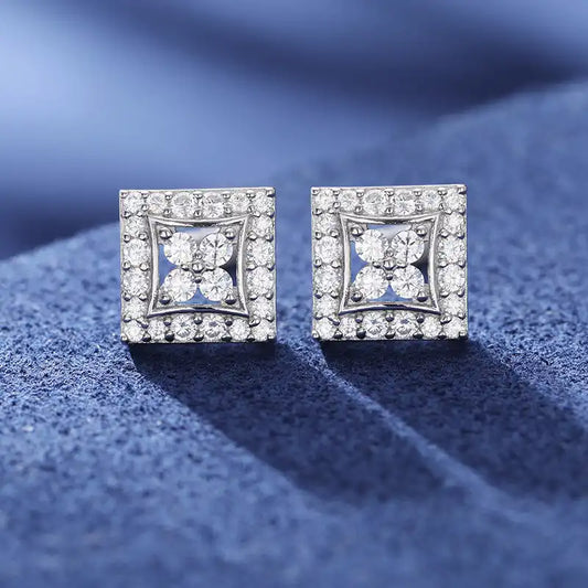 Moissanite Four Leaf Clover Stud Earrings