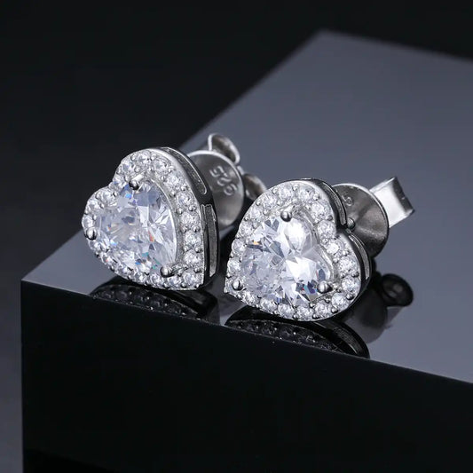 8mm Moissanite Heart Cut Stud Earrings