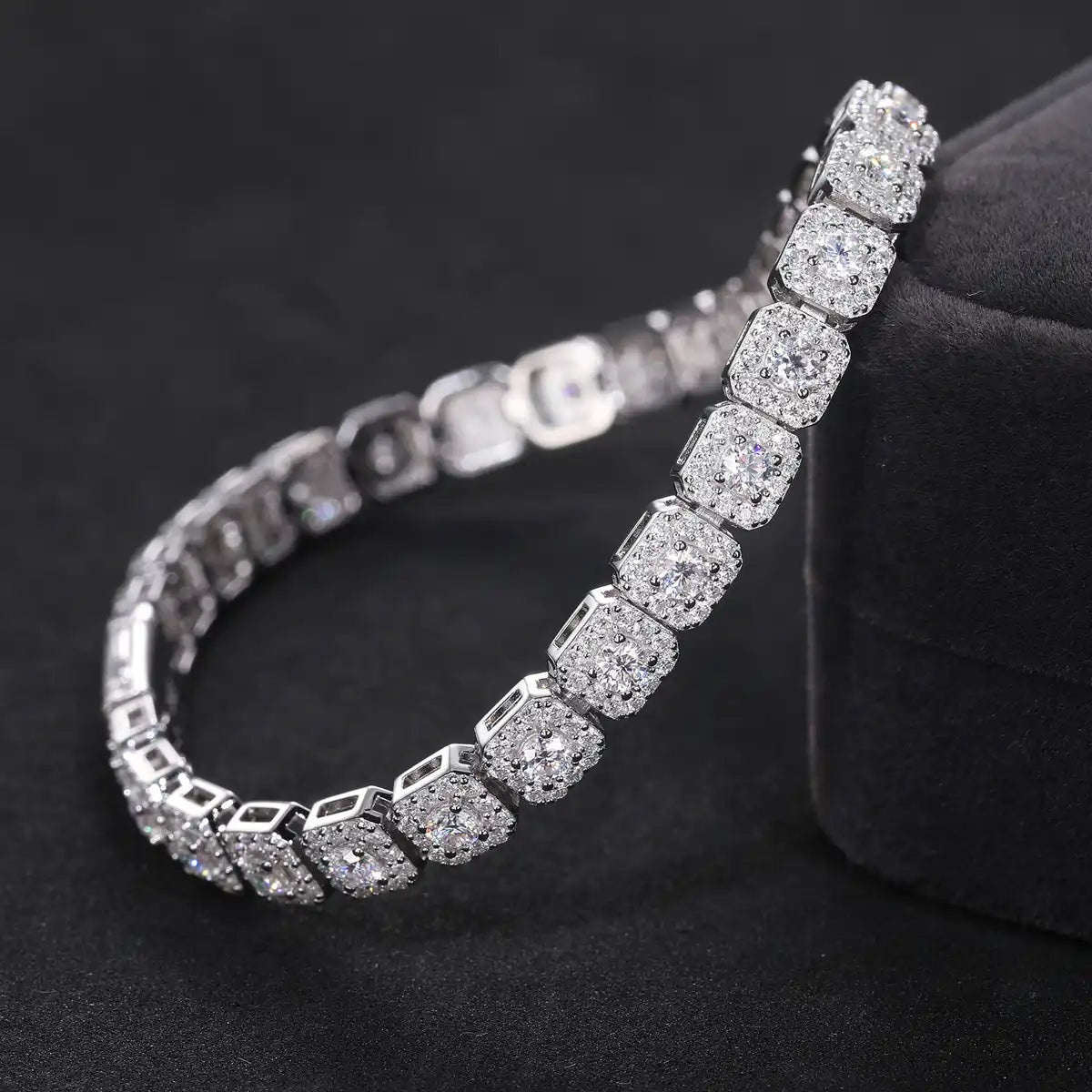 6mm Moissanite Halo Tennis Bracelet