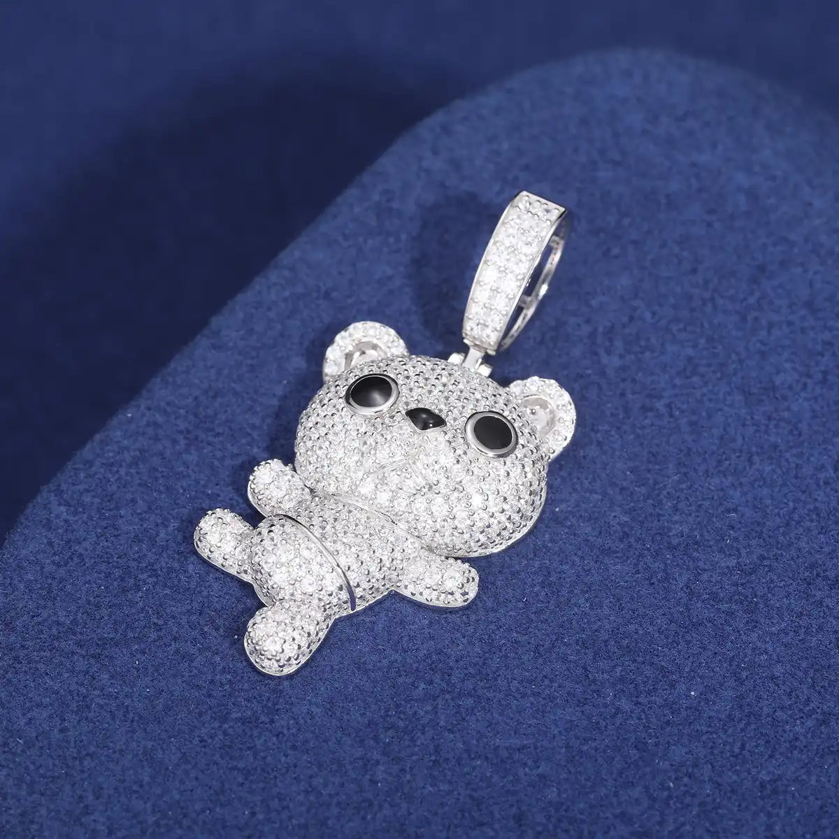 Moissanite Dancing Little Bear Pendant