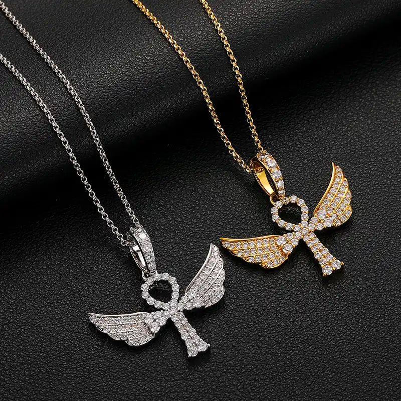 Moissanite Winged Cross Pendant