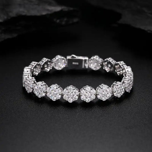 9mm Moissanite Cluster Tennis Bracelet