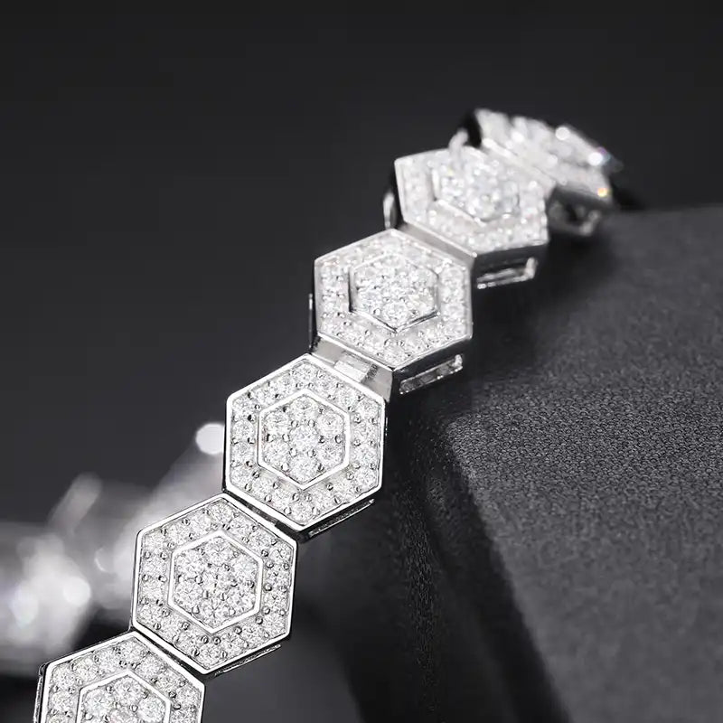 9mm Hexagon Moissanite Bracelet