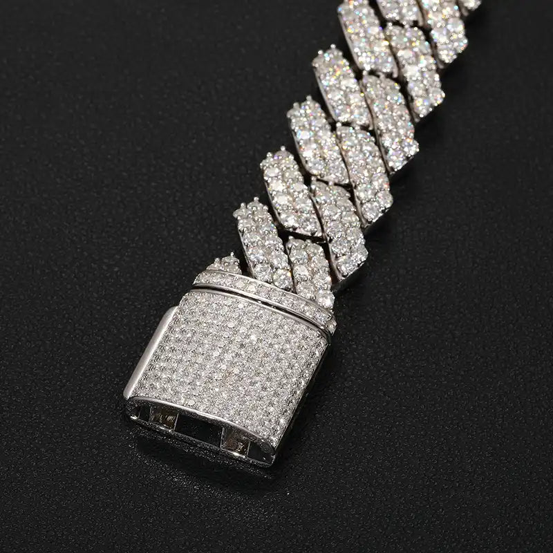 20mm Moissanite Prong Set Cuban Link Bracelet