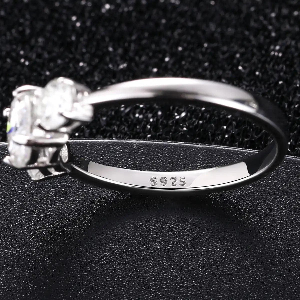 Moissanite Three-Stone Wedding Ring