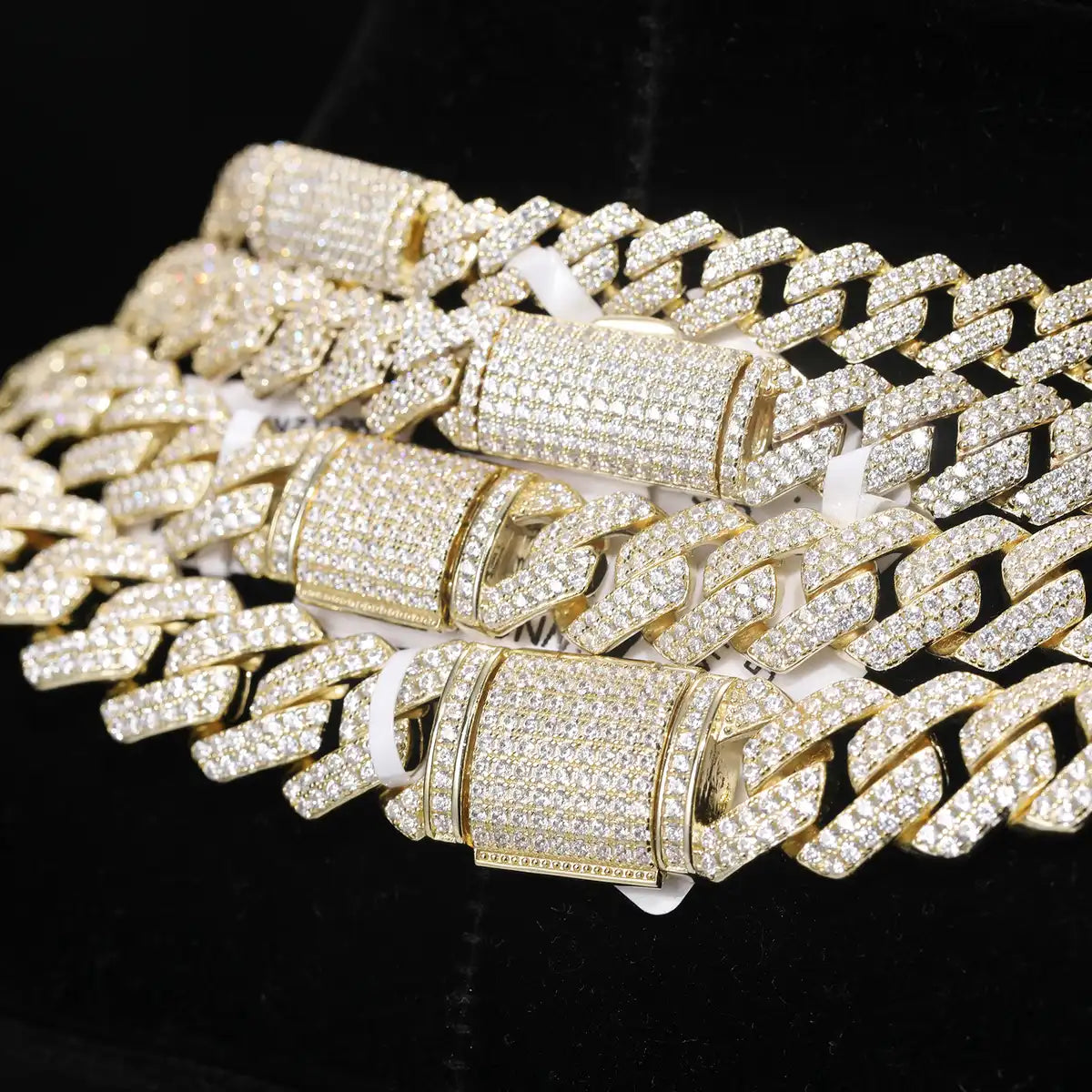 8mm-14mm Moissanite 14K Gold Plated Cuban Link Chain