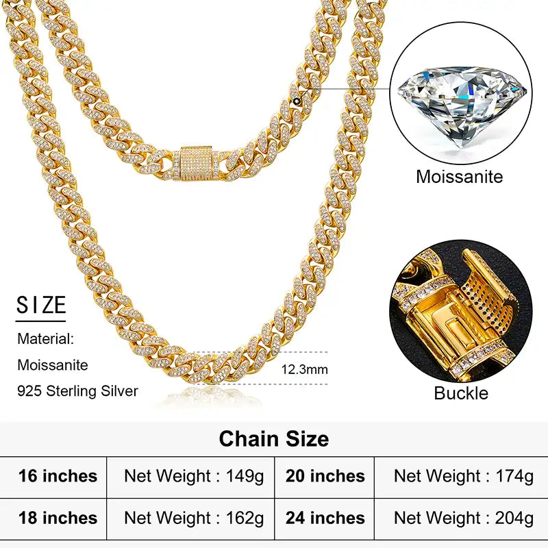 12mm Moissanite Miami Cuban Link