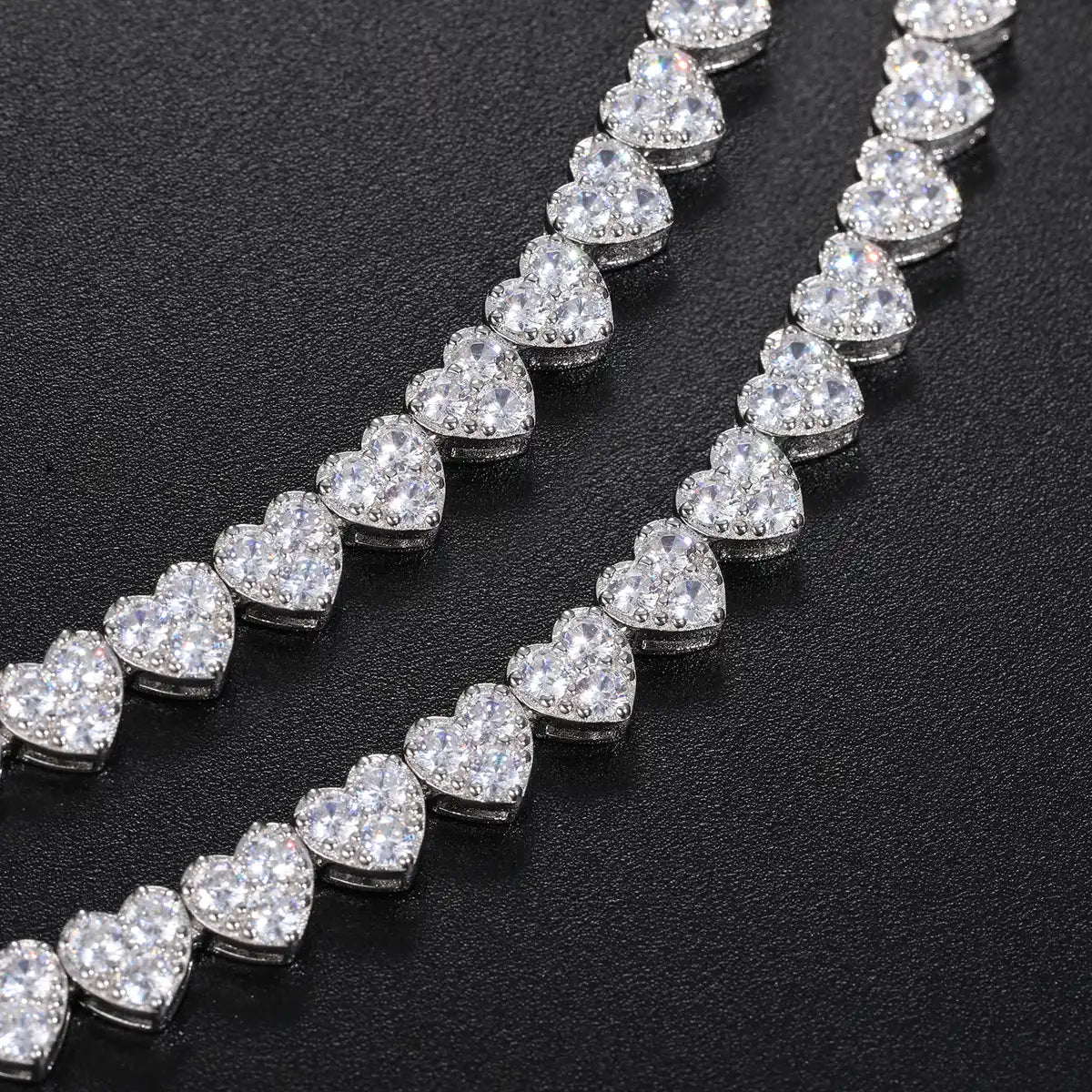 8mm Moissanite Heart Shaped Cluster Tennis Bracelet